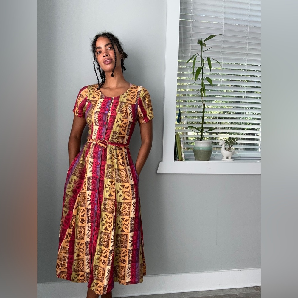 floral patterned button front maxi dress
